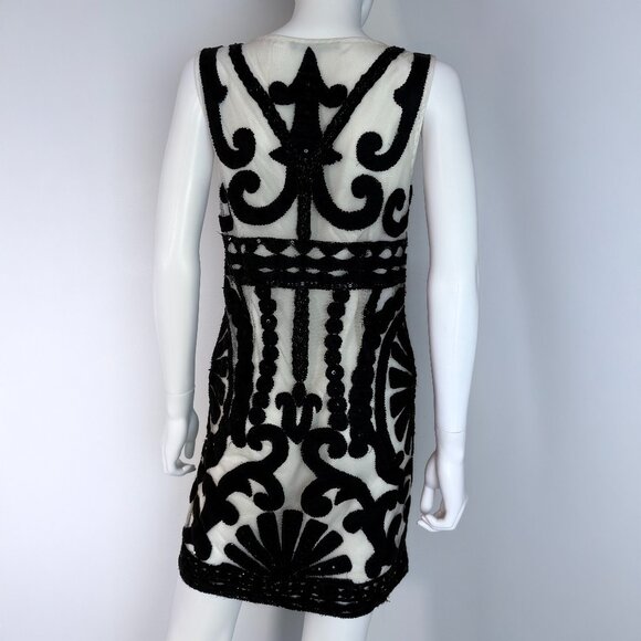 Art Deco inspired beaded black and ivory sheath dress - Picture 2 of 6